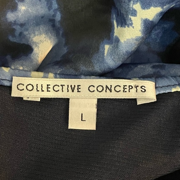 Collective Concepts Blue Floral One Shoulder top Size LG tie waist short sleeve - Picture 13 of 15